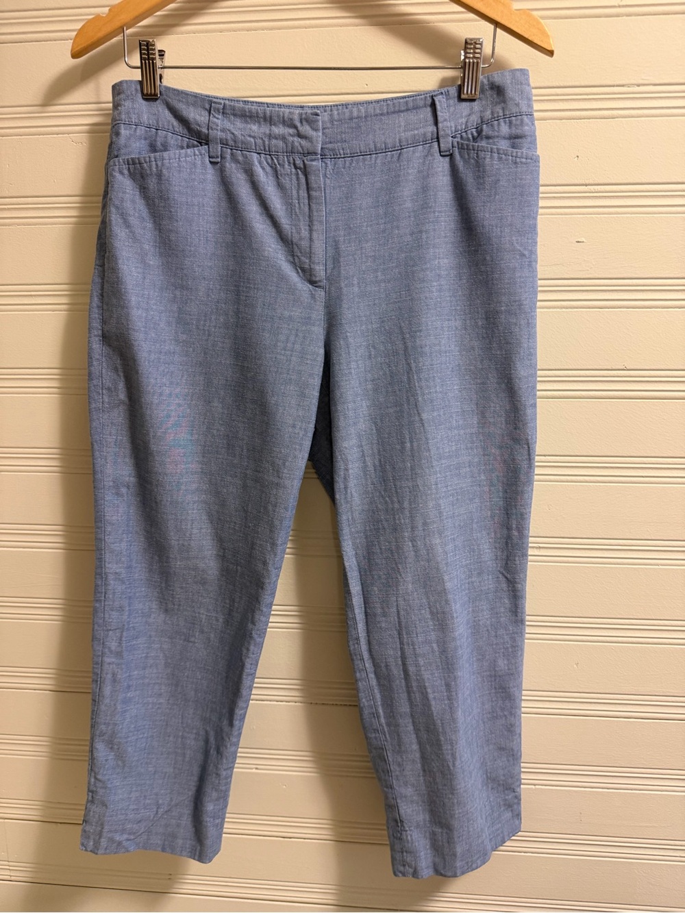 Talbots Perfect Crop Chambray Blue Cotton Cropped Pants Women’s 6P Petite